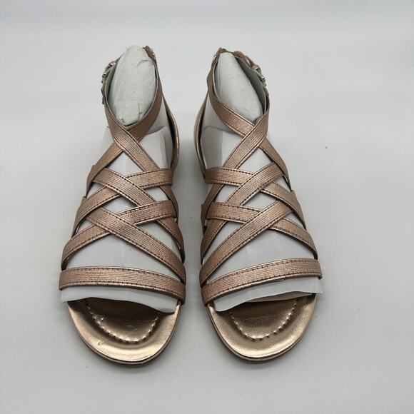 Marc Fisher Cross Weave Stretch Sandals Size 6 M Rose Gold - Picture 2 of 10
